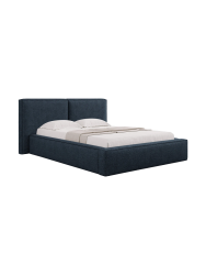 Design Polsterbett „Jodie“ mit Ablagefach - Bouclé Dunkelblau Chosen by Bloomingloft