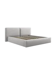 Design Polsterbett „Jodie“ mit Ablagefach - Strukturstoff Hellgrau Chosen by Bloomingloft