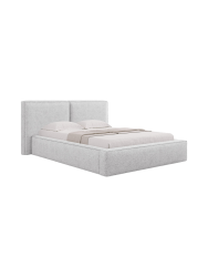 Design Polsterbett „Jodie“ mit Ablagefach - Bouclé Hellgrau Chosen by Bloomingloft