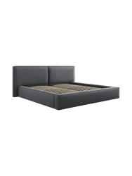 Design Polsterbett „Jodie“ mit Ablagefach - Strukturstoff Dunkelgrau Chosen by Bloomingloft
