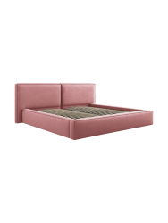 Design Polsterbett „Jodie“ mit Ablagefach - Strukturstoff Rosa Chosen by Bloomingloft