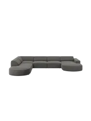 Grosses 7-Sitzer Design Panoramasofa „Jodie II“ mit lange Seite links - Samtbezug Chosen by Bloomingloft