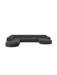 Grosses 7-Sitzer Design Panoramasofa „Jodie II“ mit lange Seite links - Samtbezug Chosen by Bloomingloft