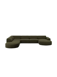 Grosses 7-Sitzer Design Panoramasofa „Jodie II“ mit lange Seite links - Samtbezug Chosen by Bloomingloft