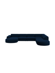 Grosses 7-Sitzer Design Panoramasofa „Jodie II“ mit lange Seite rechts - Samtbezug Chosen by Bloomingloft