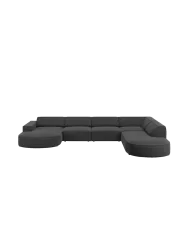Grosses 7-Sitzer Design Panoramasofa „Jodie II“ mit lange Seite rechts - Samtbezug Chosen by Bloomingloft