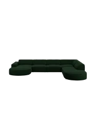 Grosses 7-Sitzer Design Panoramasofa „Jodie II“ mit lange Seite rechts - Samtbezug Chosen by Bloomingloft