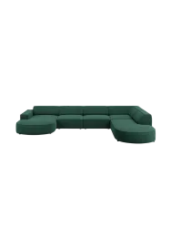 Grosses 7-Sitzer Design Panoramasofa „Jodie II“ mit lange Seite rechts - Strukturstoff Chosen by Bloomingloft