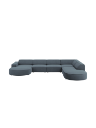 Grosses 7-Sitzer Design Panoramasofa „Jodie II“ mit lange Seite rechts - Strukturstoff Chosen by Bloomingloft