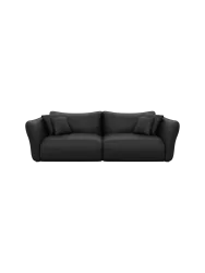 3-Sitzer Echtleder Design Sofa „Monaco“ Echtleder Schwarz BLOOMINGLOFT Collection