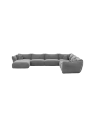 7-Sitzer Design Panorama-Sofa „Monaco XXL“ mit Samtbezug Samtbezug Dunkelgrau BLOOMINGLOFT Collection