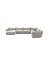 7-Sitzer Design Panorama-Sofa „Monaco XXL“ mit Samtbezug Samtbezug Sand BLOOMINGLOFT Collection