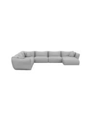 7-Sitzer Design Echtleder Panorama-Sofa „Monaco XXL“ Echtleder Light Grey BLOOMINGLOFT Collection