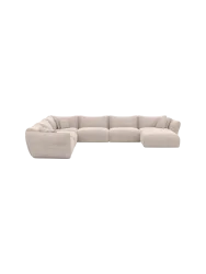 7-Sitzer Design Panorama-Sofa „Monaco XXL“ mit Strukturstoff-Bezug Strukturstoff Beige BLOOMINGLOFT Collection