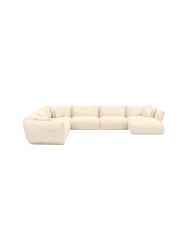 7-Sitzer Design Panorama-Sofa „Monaco XXL“ mit Strukturstoff-Bezug Strukturstoff Cream BLOOMINGLOFT Collection
