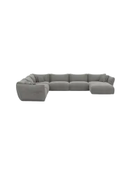 7-Sitzer Design Panorama-Sofa „Monaco XXL“ mit Strukturstoff-Bezug Strukturstoff Grau BLOOMINGLOFT Collection