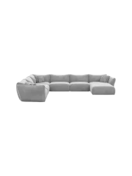 7-Sitzer Design Panorama-Sofa „Monaco XXL“ mit Samtbezug Samtbezug Hellgrau BLOOMINGLOFT Collection