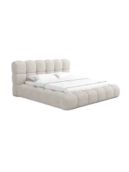 Design Polsterbett „Momo“ mit Ablagefach, Bouclé Toffee BLOOMINGLOFT Collection