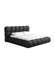 Design Polsterbett „Momo“ mit Ablagefach, Kunstleder Schwarz BLOOMINGLOFT Collection