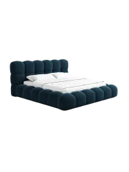 Design Polsterbett „Momo“ mit Ablagefach, Webstoff Dunkelblau Strukturstoff Dunkelblau BLOOMINGLOFT Collection