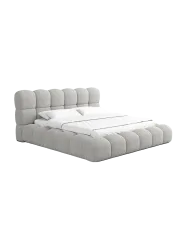 Design Polsterbett „Momo“ mit Ablagefach, Webstoff Hellgrau Strukturstoff Hellgrau BLOOMINGLOFT Collection