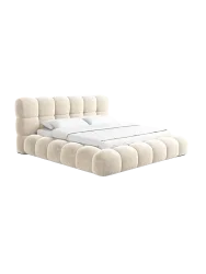 Design Polsterbett „Momo“ mit Ablagefach, Samt Cream BLOOMINGLOFT Collection