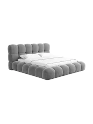 Design Polsterbett „Momo“ mit Ablagefach, Samt Grau BLOOMINGLOFT Collection