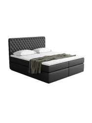 Design Boxspringbett „Mistura“ mit Ablagefach, Kunstleder Schwarz BLOOMINGLOFT Collection