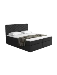 Design Boxspringbett „Alvara“ mit Ablagefach, Webstoff Schwarz Strukturstoff Schwarz BLOOMINGLOFT Collection