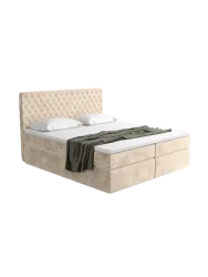 Design Boxspringbett „Mistura“ mit Ablagefach, Samt Cream BLOOMINGLOFT Collection