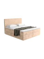 Design Boxspringbett „Mistura“ mit Ablagefach, Samt Beige BLOOMINGLOFT Collection