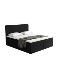 Design Boxspringbett „Mistura“ mit Ablagefach, Samt Schwarz BLOOMINGLOFT Collection