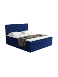 Design Boxspringbett „Mistura“ mit Ablagefach, Samt Blau BLOOMINGLOFT Collection