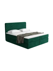 Design Boxspringbett „Mistura“ mit Ablagefach, Samt Grün BLOOMINGLOFT Collection