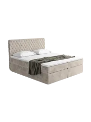Design Boxspringbett „Mistura“ mit Ablagefach, Samt Beige dunkel BLOOMINGLOFT Collection