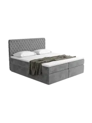 Design Boxspringbett „Mistura“ mit Ablagefach, Samt Grau BLOOMINGLOFT Collection