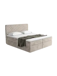Design Boxspringbett „Mistura“ mit Ablagefach, Samt Sand BLOOMINGLOFT Collection