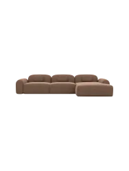 4-Sitzer Design Ecksofa „Nabucca“ mit Strukturstoff-Bezug Strukturstoff Braun BLOOMINGLOFT Collection