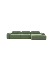 4-Sitzer Design Ecksofa „Nabucca“ mit Strukturstoff-Bezug Strukturstoff Grün BLOOMINGLOFT Collection