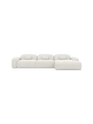 4-Sitzer Design Ecksofa „Nabucca“ mit Strukturstoff-Bezug Strukturstoff Weiss BLOOMINGLOFT Collection