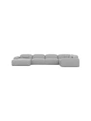 6-Sitzer Design Echtleder Panorama-Sofa „Nabucca XL“ Echtleder Light Grey BLOOMINGLOFT Collection