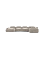 6-Sitzer Design Panorama-Sofa „Nabucca XL“ mit Samtbezug Samtbezug Sand BLOOMINGLOFT Collection