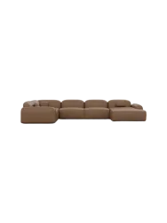 6-Sitzer Design Echtleder Panorama-Sofa „Nabucca XL“ Echtleder Choco Brown BLOOMINGLOFT Collection