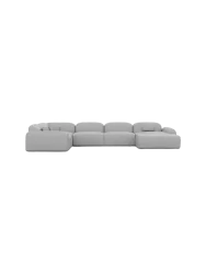 6-Sitzer Design Echtleder Panorama-Sofa „Nabucca XL“ Echtleder Light Grey BLOOMINGLOFT Collection