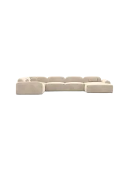 6-Sitzer Design Panorama-Sofa „Nabucca XL“ mit Samtbezug Samtbezug Cream BLOOMINGLOFT Collection