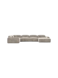 6-Sitzer Design Panorama-Sofa „Nabucca XL“ mit Samtbezug Samtbezug Sand BLOOMINGLOFT Collection