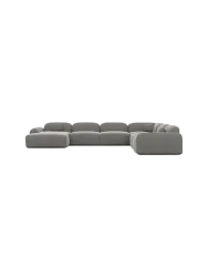 7-Sitzer Design Panorama-Sofa „Nabucca XXL“ mit Strukturstoff-Bezug Strukturstoff Grau BLOOMINGLOFT Collection