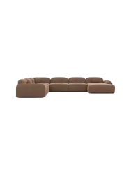 7-Sitzer Design Panorama-Sofa „Nabucca XXL“ mit Strukturstoff-Bezug Strukturstoff Braun BLOOMINGLOFT Collection