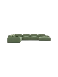 7-Sitzer Design Panorama-Sofa „Nabucca XXL“ mit Strukturstoff-Bezug Strukturstoff Grün BLOOMINGLOFT Collection