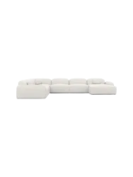 7-Sitzer Design Panorama-Sofa „Nabucca XXL“ mit Strukturstoff-Bezug Strukturstoff Weiss BLOOMINGLOFT Collection